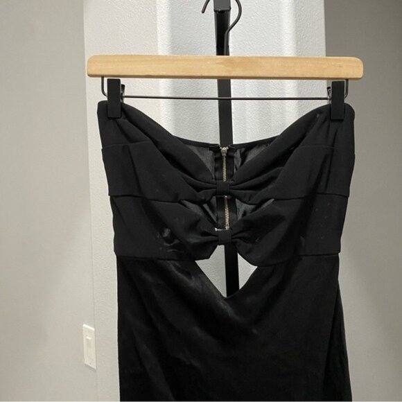 Bec & Bridge Halle Strapless Cut Out Gown Satin Black Womens Size 8 Evening - Picture 4 of 13